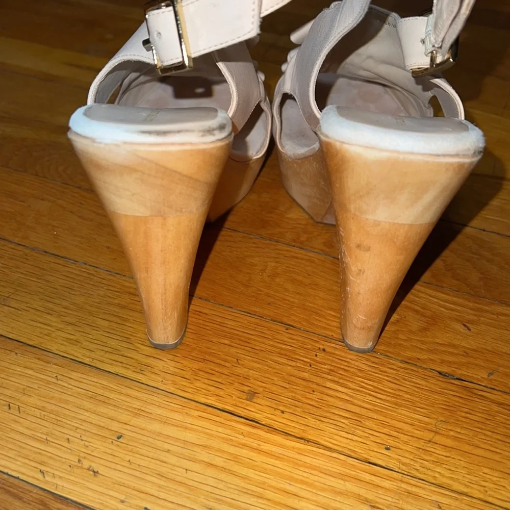 Loeffler Randall Leather Peep Toe Heels, size 10